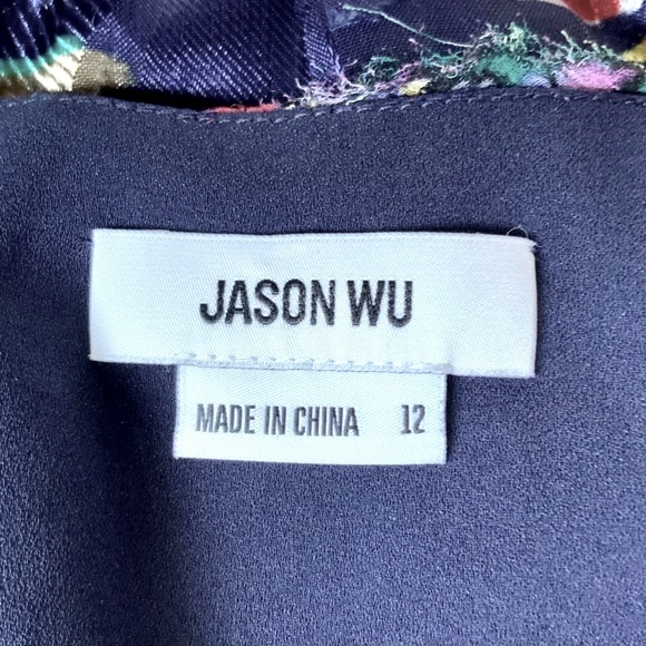 JASON WU Dress Motion Floral Silk Trim A-Line Multicolor Large Burnout Fabric - Picture 14 of 16